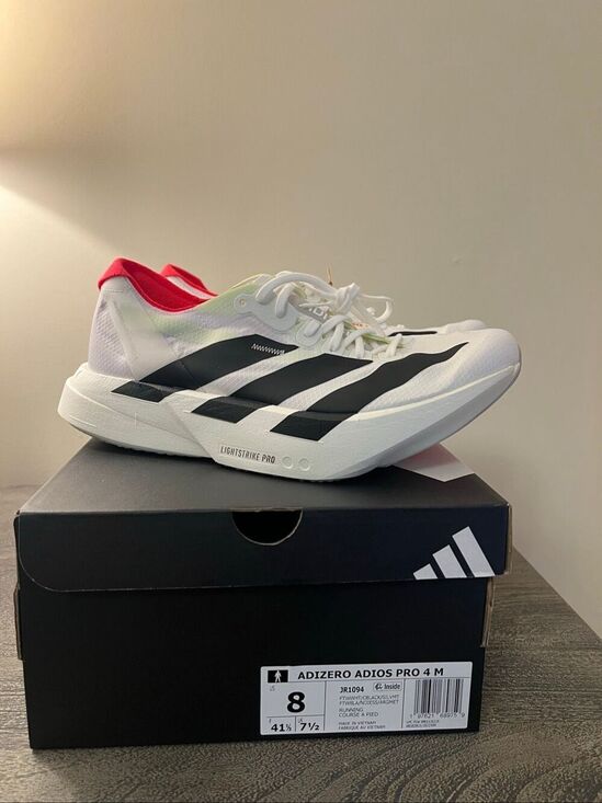 Adidas Adizero Adios Pro 4 Running Shoes Men’s Size 8 White/Black JR1094 NWT main image 4